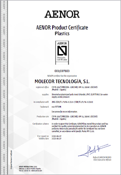 Molecor achieves the first product certification for  ecoFITTOM® PVC-O fittings