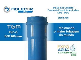 Molecor Peru participará na Expo Agua & Sostenibilidad 2022 com o mais recente lançamento da empresa, o tubo TOM® PVC-O DN1200 mm