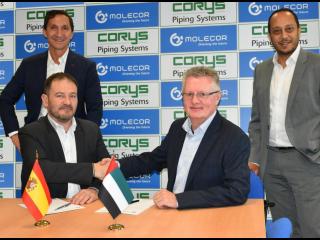Molecor signs regional partnership agreement with Corys Piping Systems for PVC-O pipes, catering to increased customer demands for more sustainable, reliable, and cost-effective water supply piping systems.