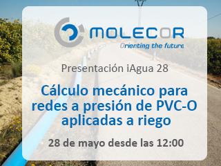 Molecor participa en la presentación de iAgua Magazine 28 con una exposición sobre Cálculo mecánico para redes a presión de PVC-O aplicadas a riego Molecor participa en la presentación de iAgua Magazine 28 con una exposición sobre Cálculo mecánico para redes a presión de PVC-O aplicadas a riego