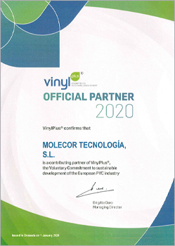Certificado de compromiso con el desarrollo sostenible Vinyl Plus.