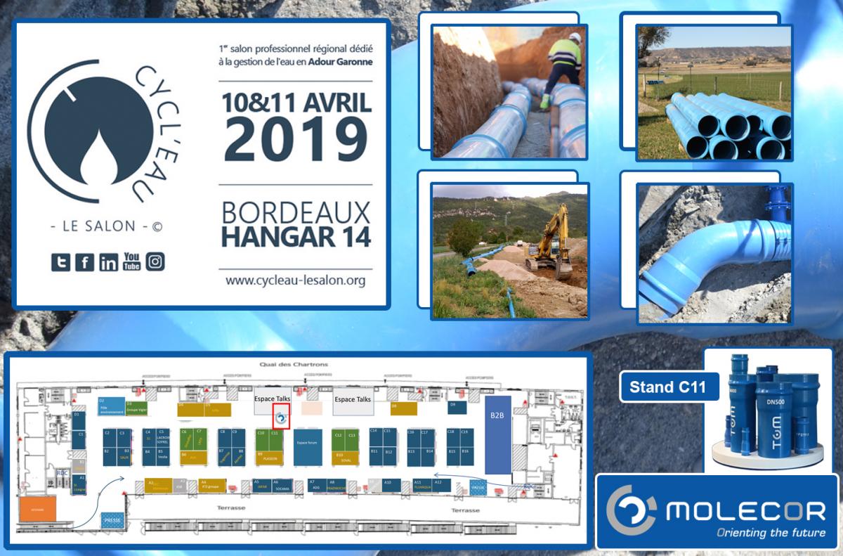 Molecor sera présent lors du Salon "Cycl'eau Bordeaux 2019” 10 et 11 Avril à Rennes, France