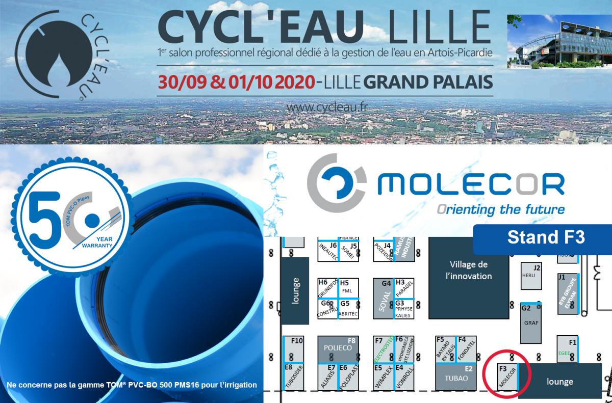 Molecor estará presente en el Salon "Cycl'eau Lille 2020"  el 30 de septiembre y 1 de octubre 2020 en Lille Francia