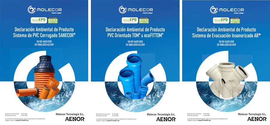 Molecor obtiene al Declaración Ambiental de Producto para tres de los productos más significativos de su amplia gama