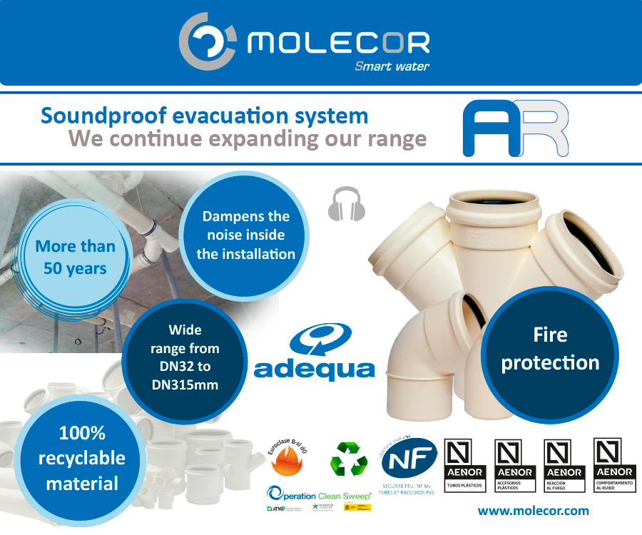 Molecor expands its range of soundproof evacuation system products AR