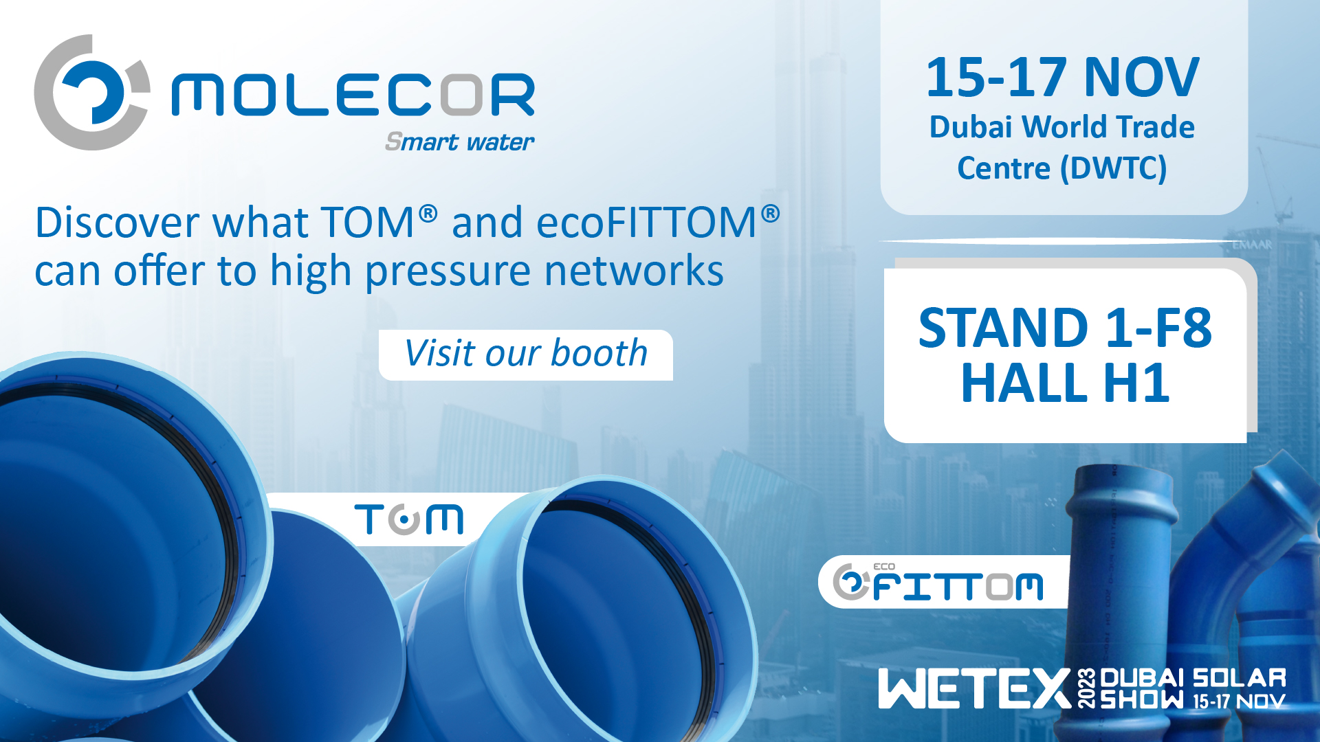 Molecor will present its products at Wetex and Dubai Solar Show 2023