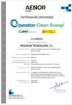 Certificado de conformidad Operation Clean Sweep