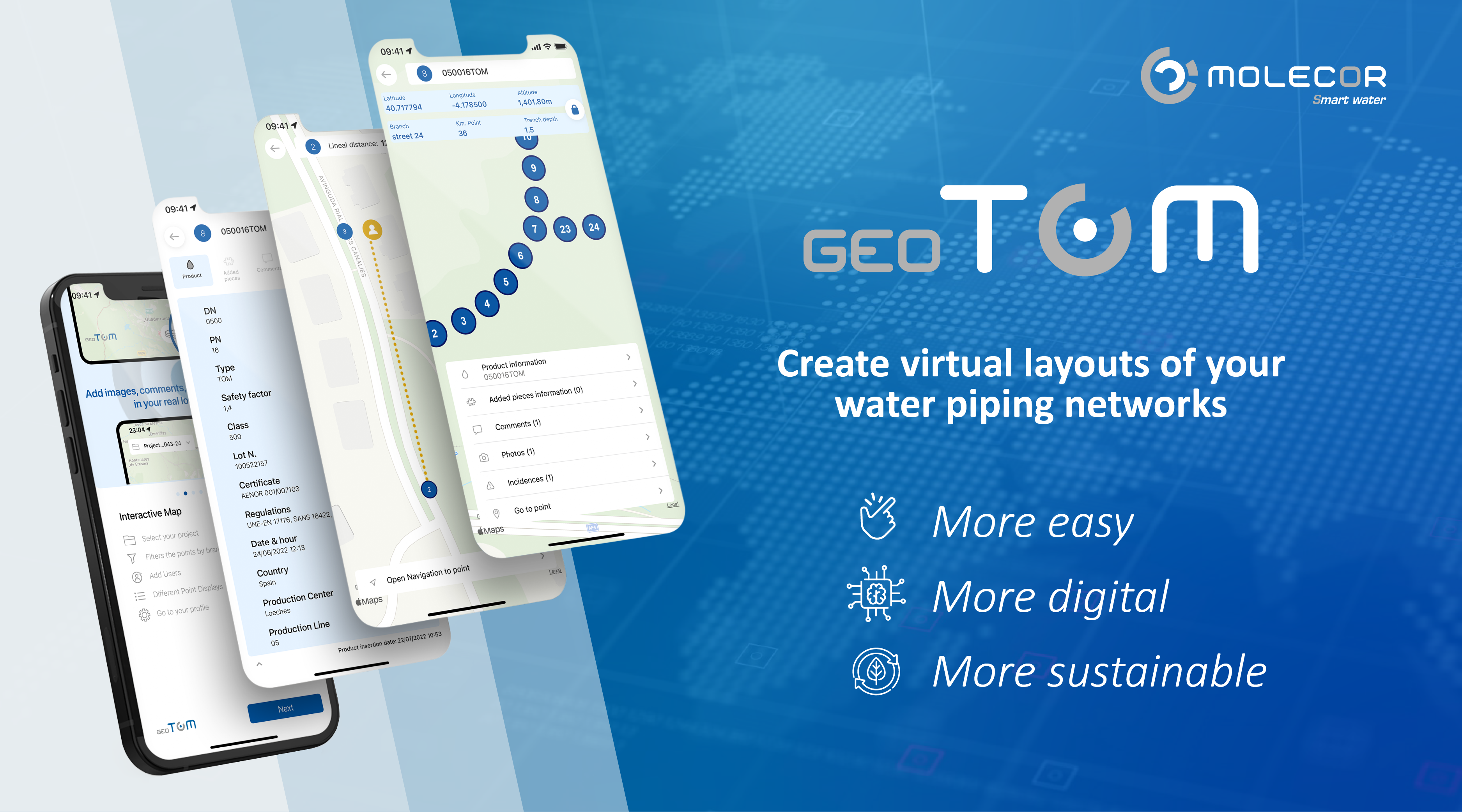 Check the location and information about your pipeline networks from your mobile phone with geoTOM®