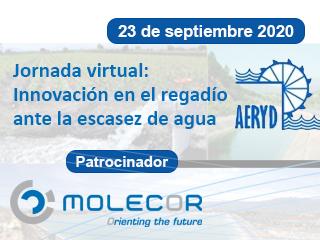 Molecor patrocinador en la jornada virtual Innovación en el regadío ante la escasez de agua Jornada Virtual - 23 septiembre 2020 Molecor patrocinador en la jornada virtual Innovación en el regadío ante la escasez de agua Jornada Virtual - 23 septiembre 2020