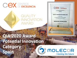 Molecor awarded in the Potential Innovation Category of the 2020 QIA Awards, in its national phase Molecor awarded in the Potential Innovation Category of the 2020 QIA Awards, in its national phase