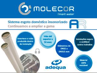 Molecor amplia a sua gama de referências dentro do sistema esgoto doméstico insonorizado AR Molecor amplia a sua gama de referências dentro do sistema esgoto doméstico insonorizado AR
