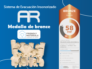 El sistema de evacuación insonorizado AR® de Molecor consigue la medalla de bronce como material saludable en Friendly Materials
