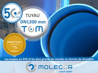 Le tuyau TOM® en PVC-BO DN1 200 mm et l’application geoTOM® parmi les nouveautés de Molecor à SMAGUA 2023