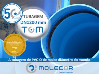 A tubagem TOM® de PVC-O DN1200 mm e a aplicação de geoTOM®, novidades da Molecor para a SMAGUA 2023