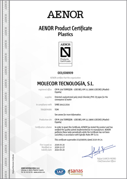 Certificado de producto AENOR 06939 - Sudáfrica.